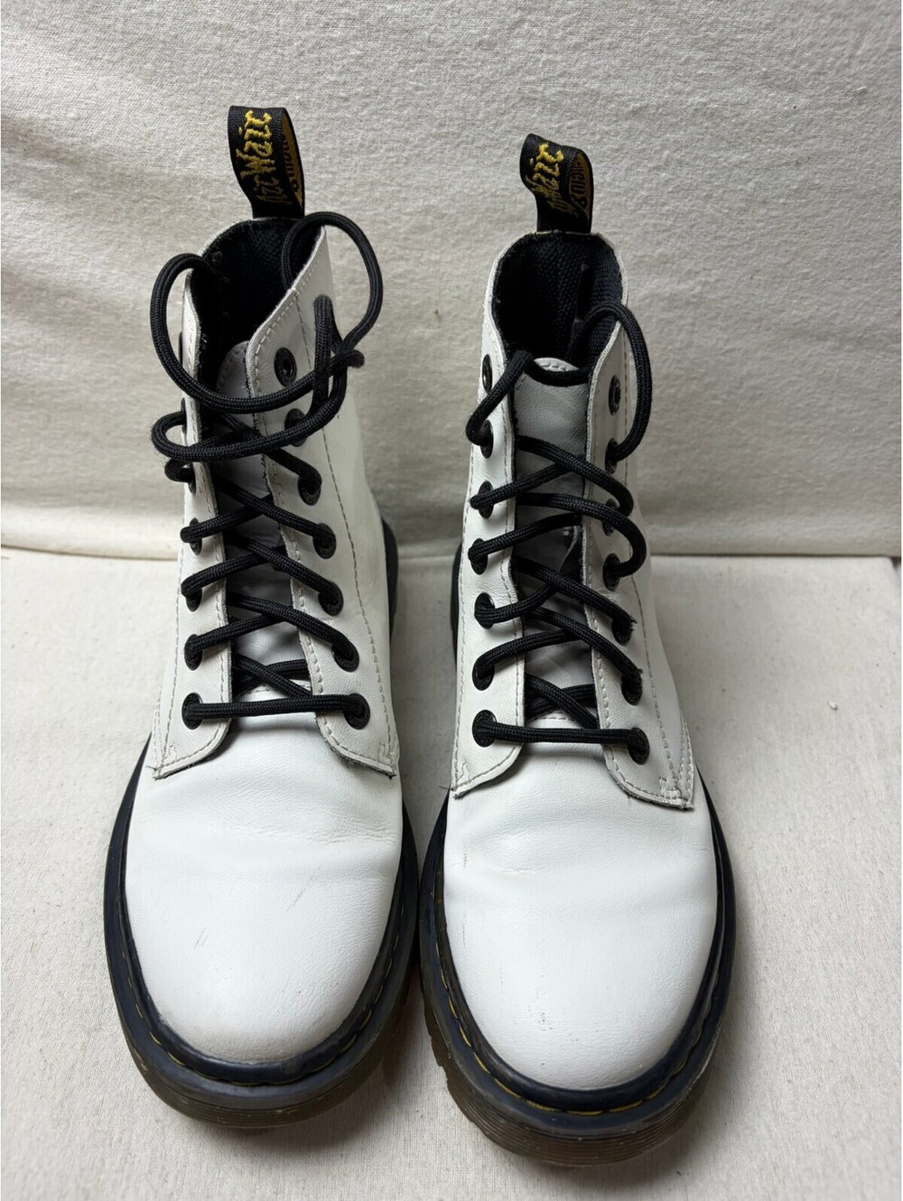 Dr Martens Luana White Leather Combat Boots Womens 7 UK 5 EU 38 Lace Up